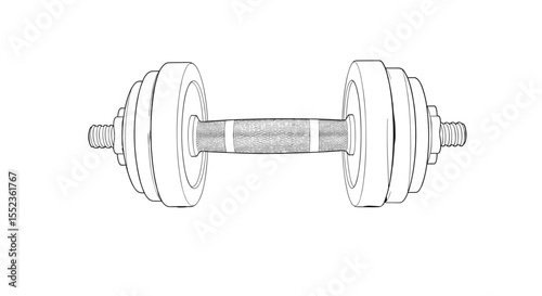 Dumbbell sketch icon in minimal style for fitness strength and workout design