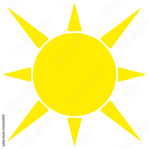Sun icon. Bright star symbol. Yellow sunshine illustration. Vector image.