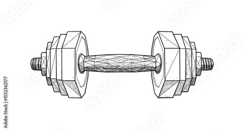 Dumbbell sketch icon in minimal style for fitness strength and workout design