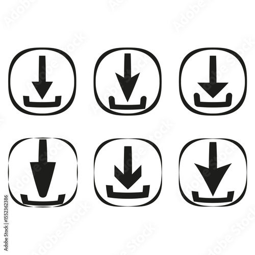 Download arrow icons. Computer interface symbol. Save file Vector. Data transfer graphic.