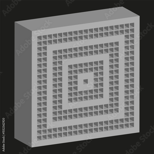 Geometric block pattern. Abstract dimensional grid. Monochrome square texture. Vector element illustration.