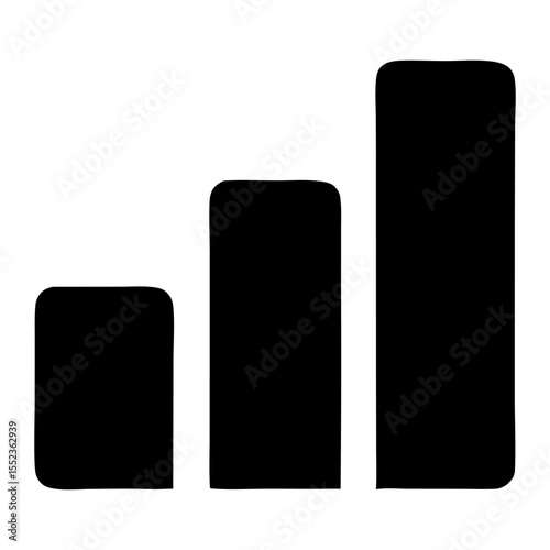 Ascending Bar Graph Visualizing Growth, Progress, and Data Increase - Simple Black Icon