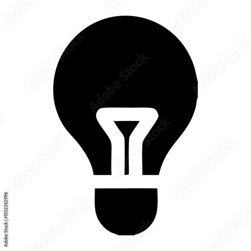 Illuminating Ideas A Black and White Lightbulb Icon Representing Inspiration, Innovation, and Creativity