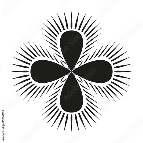 Clover leaf shape. Four petal symbol. Vector shamrock icon. Lucky charm design.