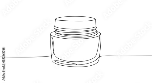 Cosmetic cream jar line icon in minimal style for beauty skincare and wellness design