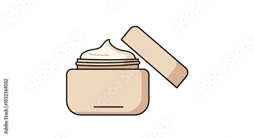 Open plastic cream jar color icon for skincare beauty and wellness design