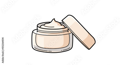 Open glass cosmetic cream jar color icon for beauty skincare and wellness design