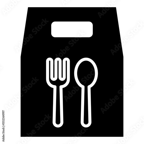 Take out, takeaway kraft paper bag glyph solid icon	