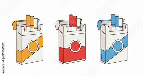 Cigarette Pack Illustrations  A Vector Design Set of Colorful Cigarette Packages