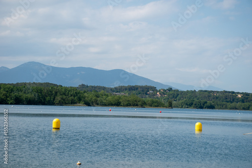 A landscape view of the Lake of Banyoles; a natural lake located in the comarca 
