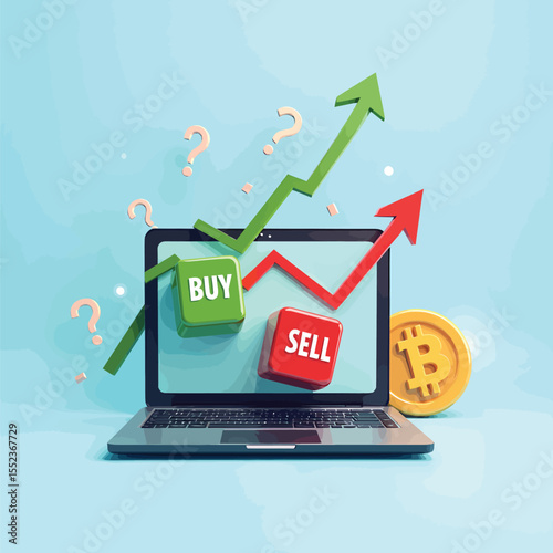 Cryptocurrency trading strategy buy or sell bitcoin online stock market investment concept analysis and growth