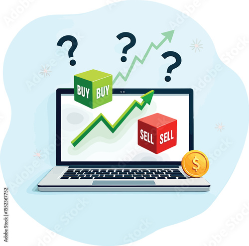 Stock market analysis buy or sell investment strategy online trading financial growth decision making