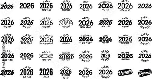 2026 New Year collection, happy New Year 2026 number set