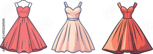 Cartoon beautiful dress illustration material
