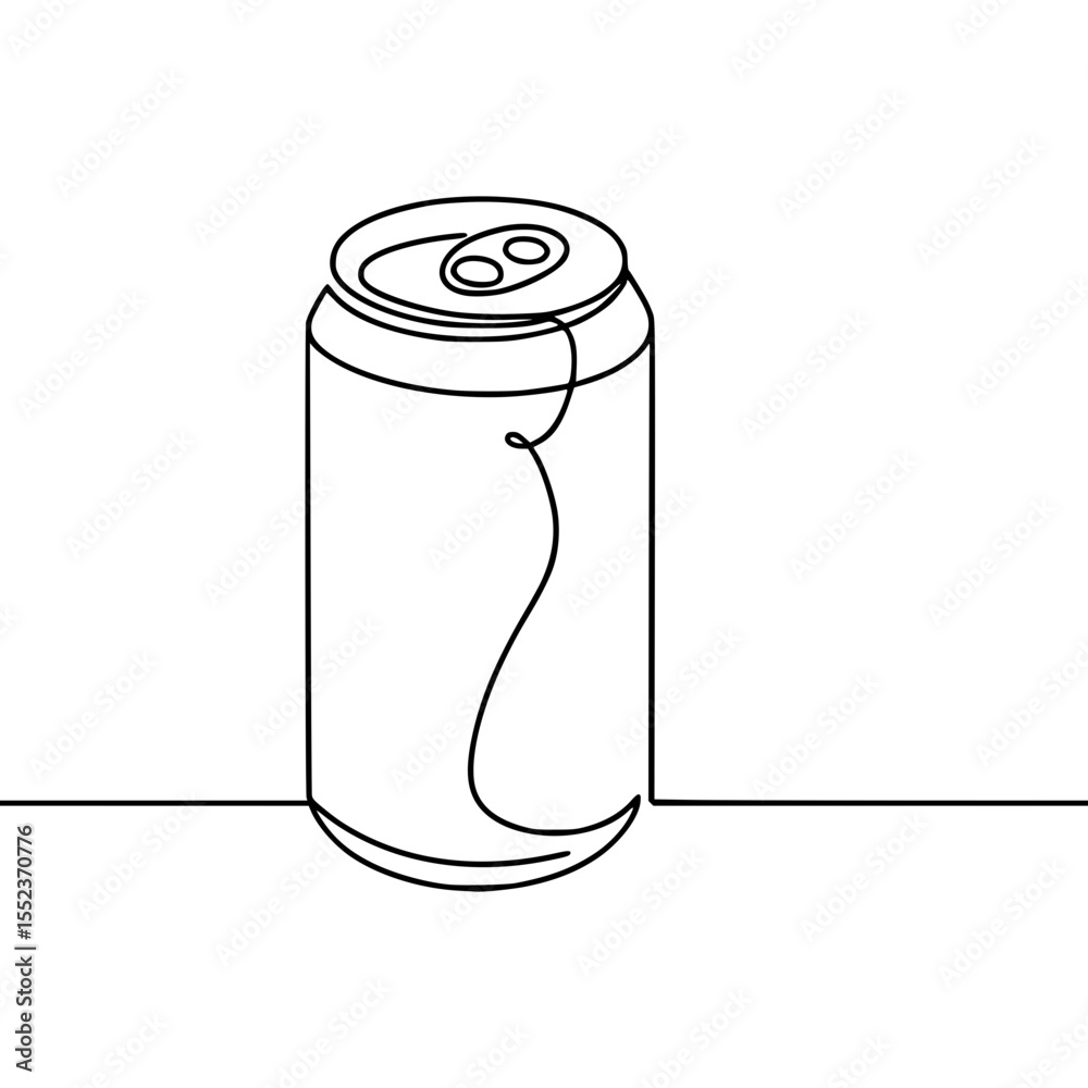 Fototapeta premium Minimalist continuous line art drawing of a beverage can