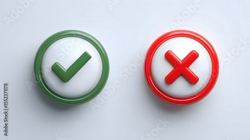 Green check mark and red cross mark icons representing approval and rejection concept