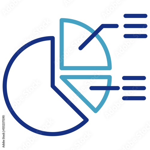 Line icon of statistical data analysis of parts of the whole or the insight into the importance of analyzing individual components of the whole data.