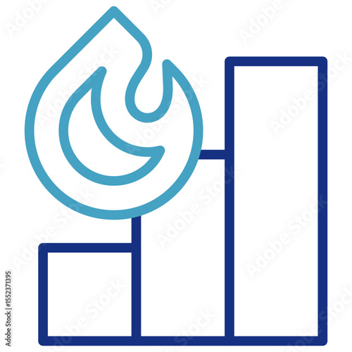 A flat vector combining bar chart elements with a flame or gas drop symbol, often used to represent energy, growth, or efficiency.