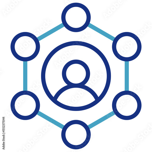 The icon of a network connectivity system centered on a key entity, be it an individual, an organization, or even an idea or ecosystem centered on an individual represents a social network.
