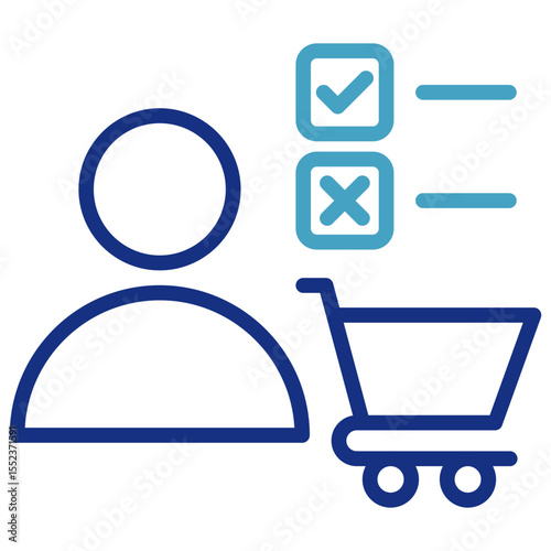 Single icon basket indicates the consumer needs of goods that need to be purchased or not when shopping in order to manage finances.