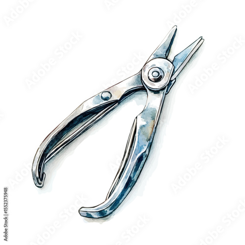 watercolor vector of Wire Cutters, isolated on a white background.