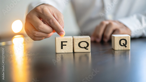 Person Arranging Wooden Blocks Spelling F A Q frequently asked questions