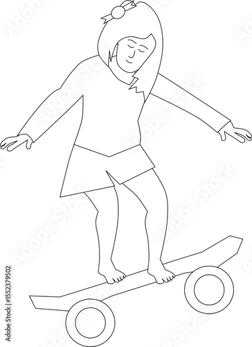 sketch of a girl on a scooter