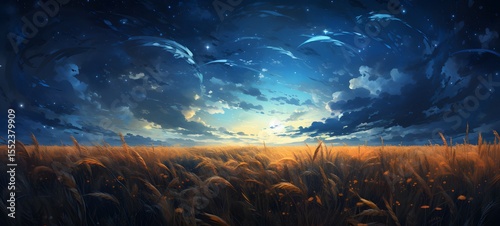 galaxy version of Wheat field World, ai generatif