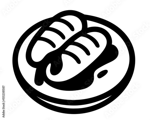 A plate of food with two pieces of fried bananas on it.