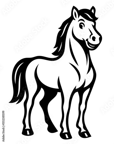 A cartoon horse with a big smile on its face
