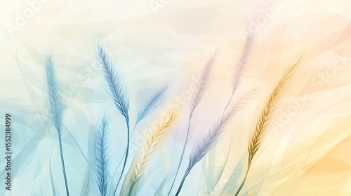 Soft pastel wheat field with gentle curves and lines