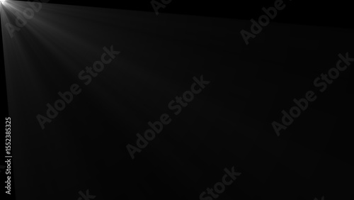 Bild auf Leinwand Dramatic light effect featuring a prominent beam of white light emanating from the upper left corner creating a striking illumination across a dark black space