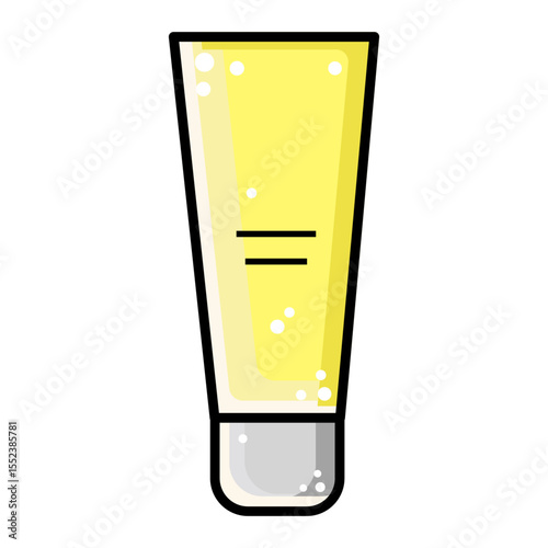 Vector yellow outline, cream or hand cream, body cream, lotion isolated on white background