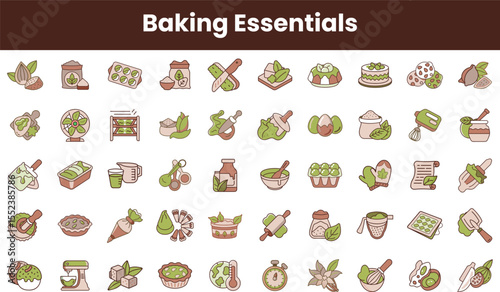 A colorful array of baking essentials, featuring various tools and ingredients, perfect for any baking enthusiast looking to elevate their culinary skills.
