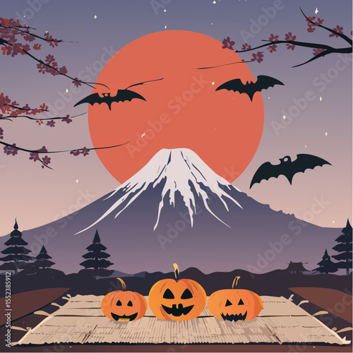 ハロウィンカボチャと富士