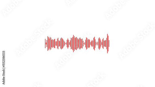 Abstract red sound waveform graphic for audio visualizations or music related themes on a plain white background