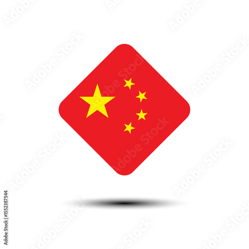 Flag of China. China flag icon. Chinese rounded square flag icon digital vector illustration. photo