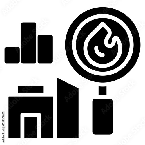 Icon for in-depth analysis of a property or asset, often with an emphasis on performance data, valuation, and related energy or utility aspects