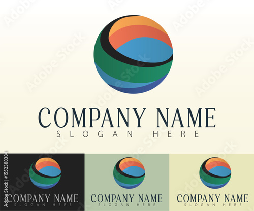 A logo concept built on a sphere motif.