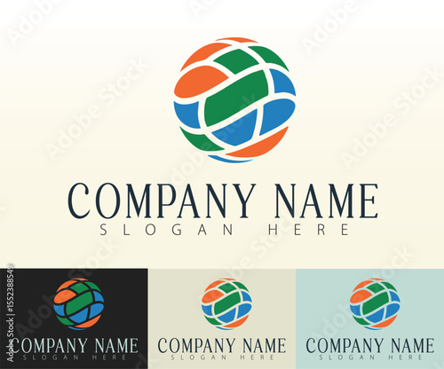A modern logo idea incorporating a 3D-style sphere.