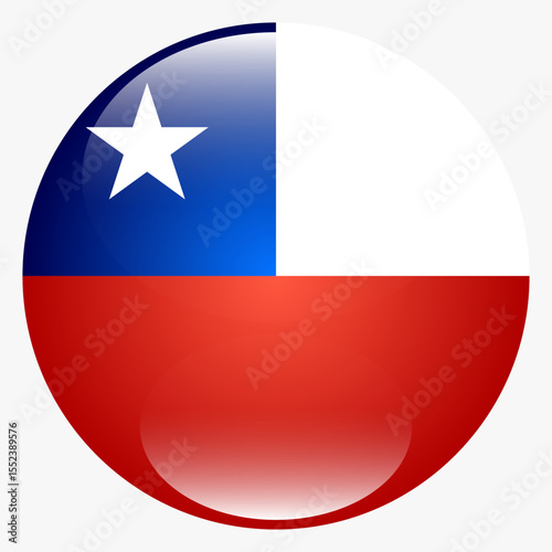 Flag of Chile. Chile flag icon. Standard color. Circle icon flag. 3d illustration. Computer illustration. Digital illustration. Vector illustration.