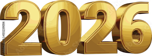 2026 gold number logo isolated