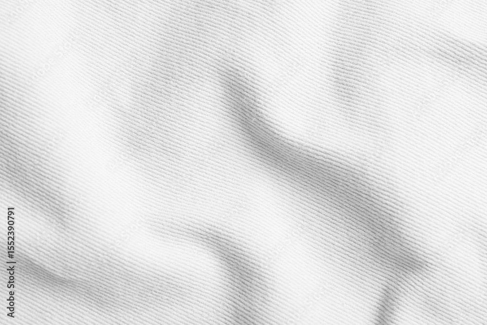 Fototapeta premium Texture of white fabric as background, top view