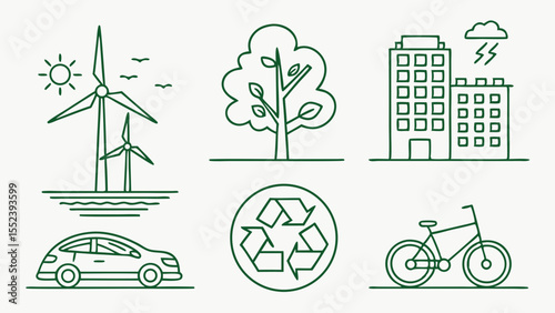Sustainable Living Eco-Friendly Icons for Green Initiatives