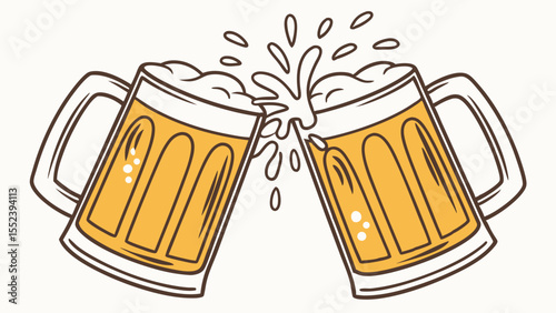 Cheers to Friendship Two Steins of Beer Clinking