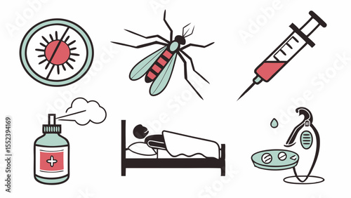 Preventing and Treating Diseases Icons of Health and Illness