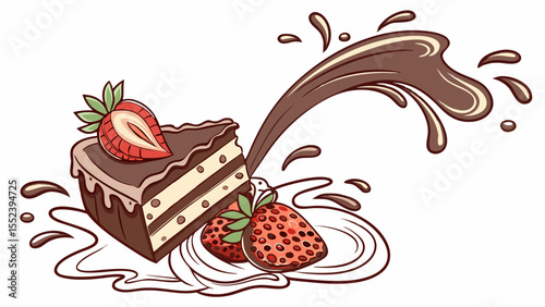 Delicious Chocolate Strawberry Cake with Creamy Drizzle