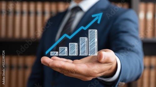 Business growth strategy presentation office setting infographic graphic professional environment close-up view success concept