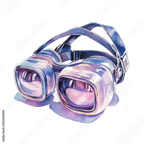 VR Headsets, watercolor illustration vector, isolated on a white background.