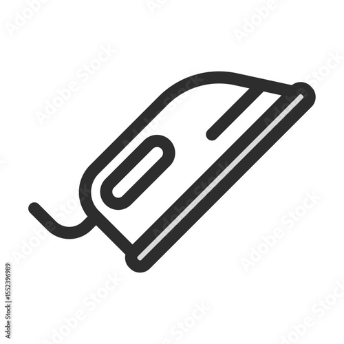 Electric Iron Icon. Simple line illustration of a modern clothes iron. Editable vector for laundry, household chores, fashion, or textile care concepts.